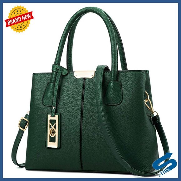 Handbags - PU Leather Satchel Tote with Multiple Pockets & Detachable Strap